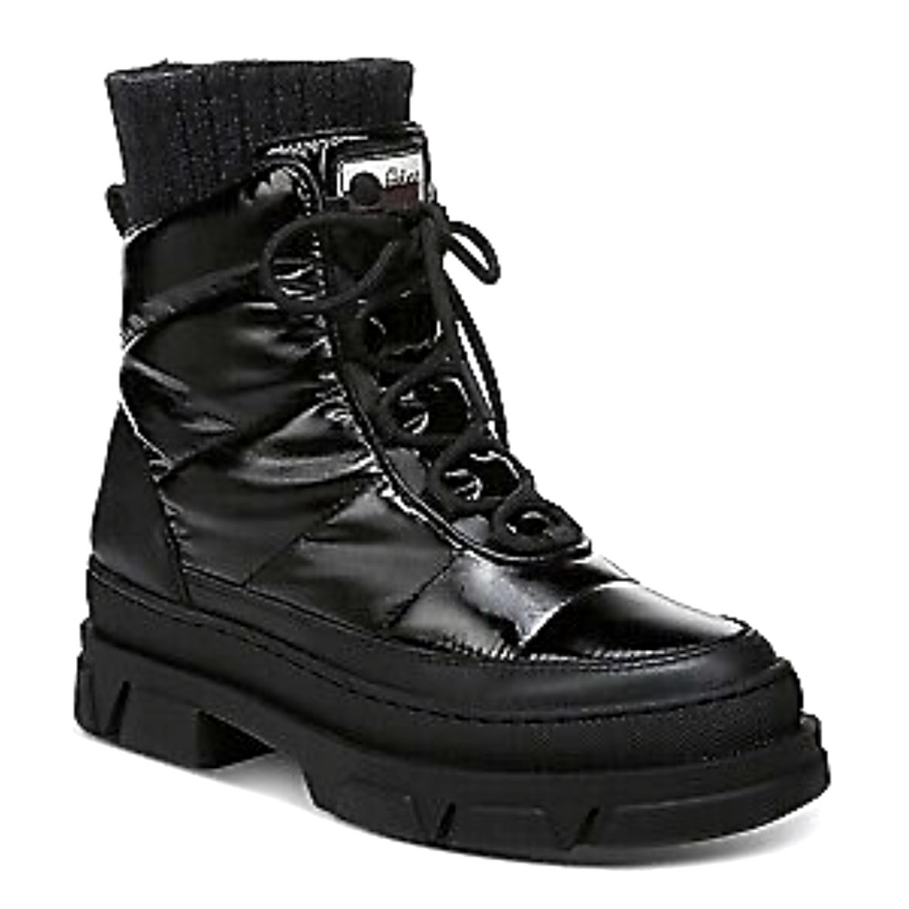 Sam Edelman BLACK NYLON Women's Tabitha Puffer Lace up Boot, US 8.5
